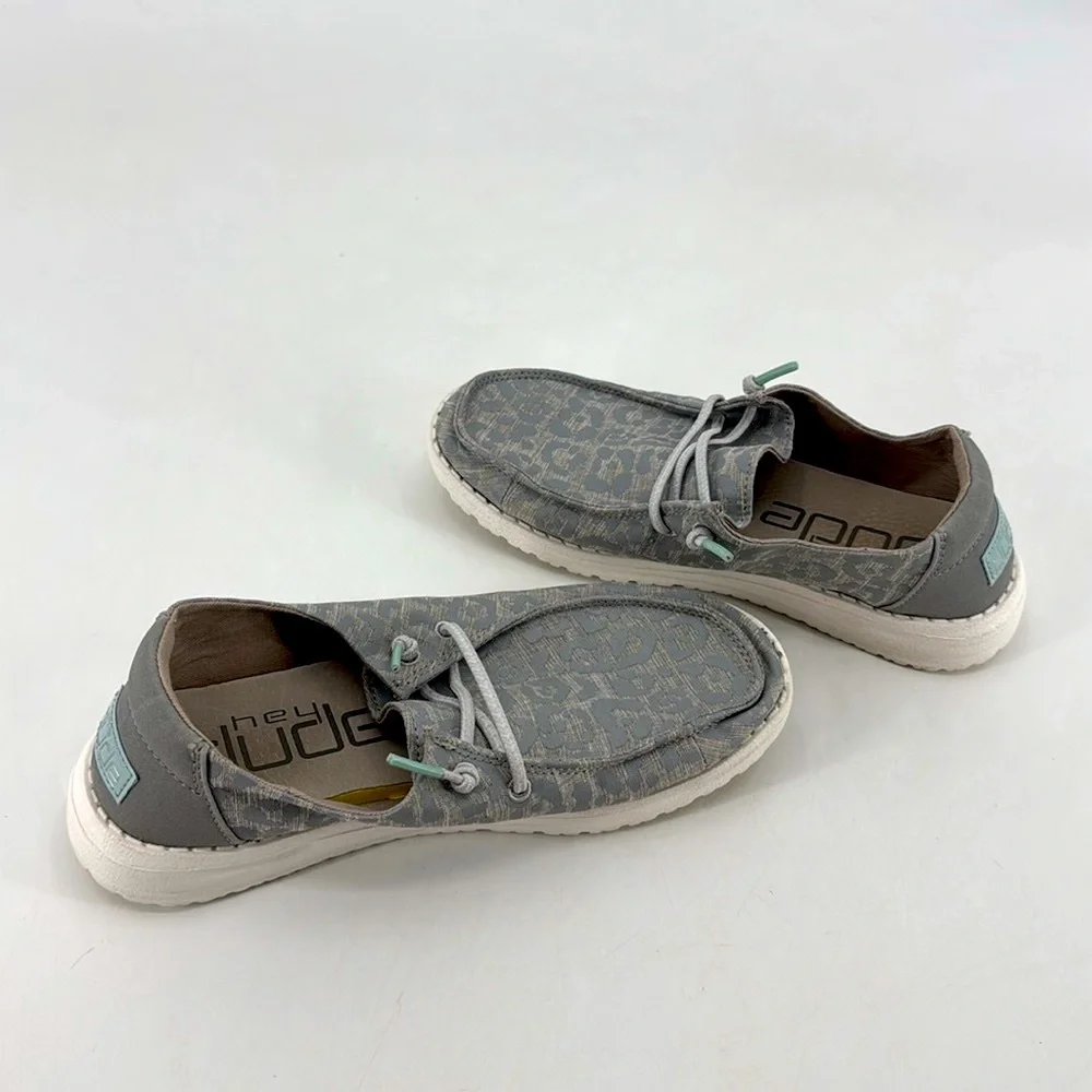 Hey Dude Youth Cat Eye Grey Boat Shoes Slip On Loafers Shoes